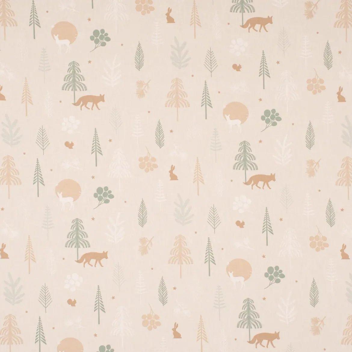 SCHÖNER LEBEN. Kissenhülle Cold Forest Animals Bäume Waldtiere beige grün weiß verschiedene Größen