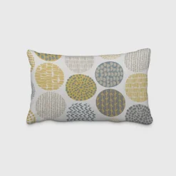 SCHÖNER LEBEN. Kissenhülle creme Kreise in grau braun 30x50cm