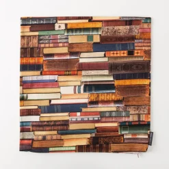 SCHÖNER LEBEN. Kissenhülle Digitaldruck Bücher Books bunt 50x50cm