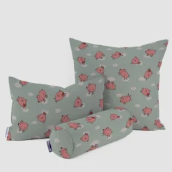 SCHÖNER LEBEN. Kissenhülle Flying Pigs Schweinchen Wolken mint rosa weiß verschiedene Größen