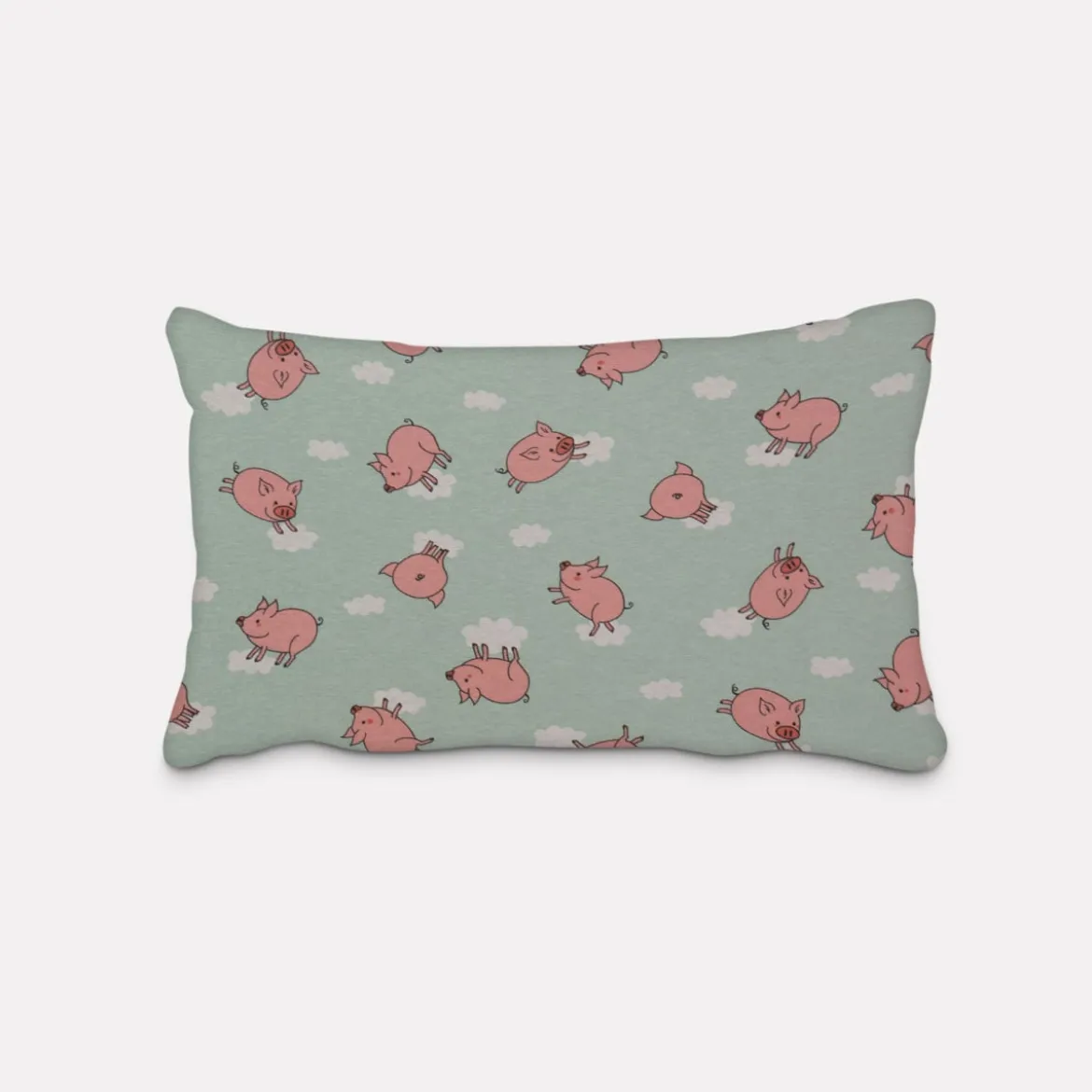 SCHÖNER LEBEN. Kissenhülle Flying Pigs Schweinchen Wolken mint rosa weiß verschiedene Größen