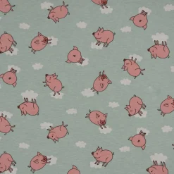 SCHÖNER LEBEN. Kissenhülle Flying Pigs Schweinchen Wolken mint rosa weiß verschiedene Größen