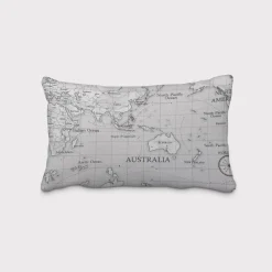 SCHÖNER LEBEN. Kissenhülle Fryett`s Weltkarte grau verschiedene Größen