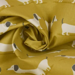 SCHÖNER LEBEN. Kissenhülle Fryett`s Dackel Dachshund senf gelb verschiedene Größen