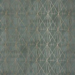 SCHÖNER LEBEN. Kissenhülle geometrisch Gitter tannengrün gold versch. Größen