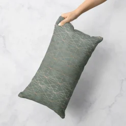 SCHÖNER LEBEN. Kissenhülle geometrisch Gitter tannengrün gold versch. Größen