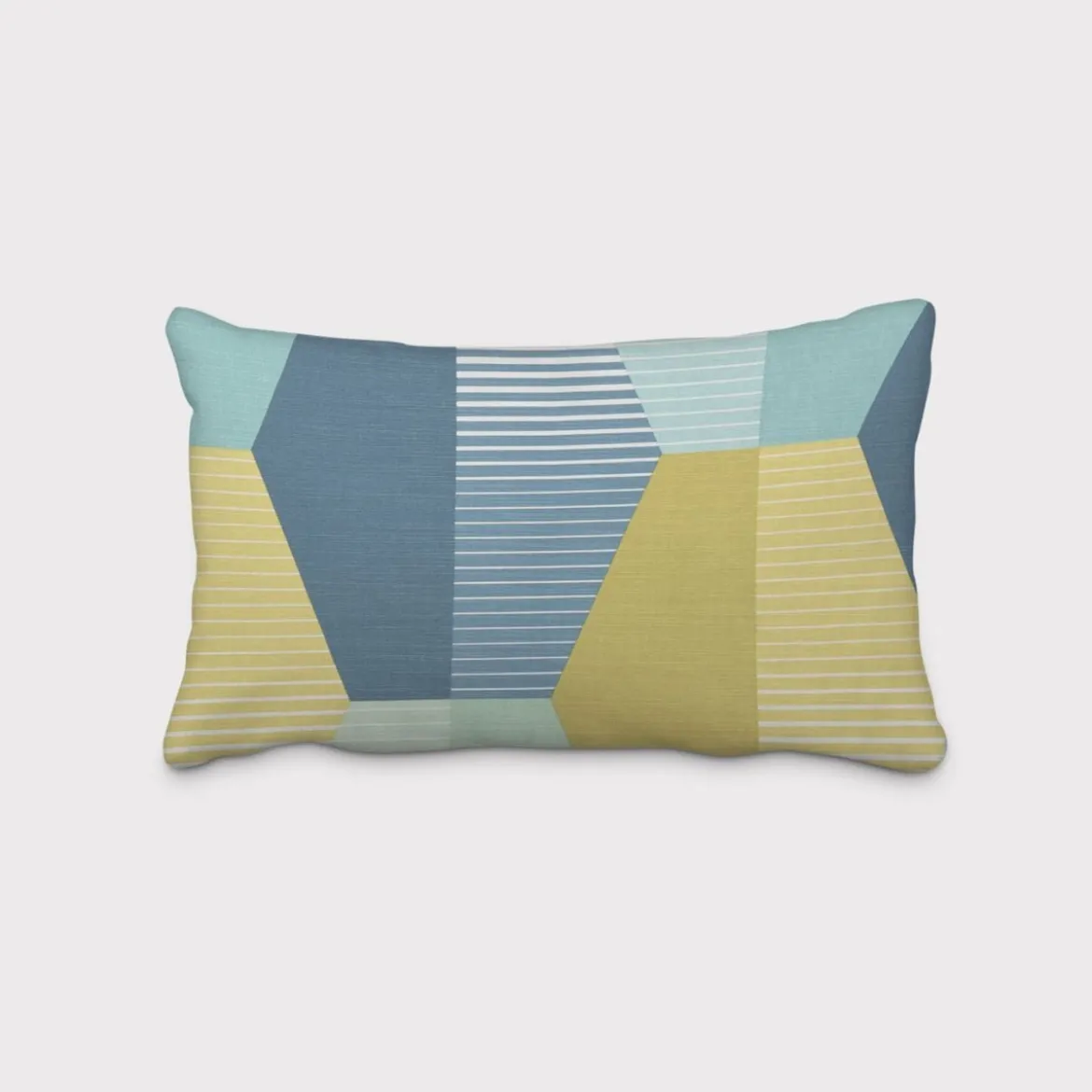 SCHÖNER LEBEN. Kissenhülle geometrisch Retro Sechseck blau grün weiß verschiedene Größen