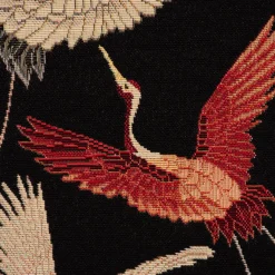 SCHÖNER LEBEN. Kissenhülle Gobelin Cranebird Paradise Kraniche schwarz beige rot verschiedene Größen