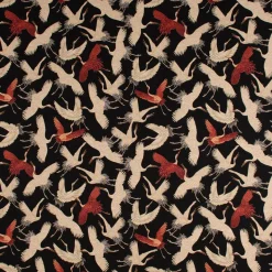 SCHÖNER LEBEN. Kissenhülle Gobelin Cranebird Paradise Kraniche schwarz beige rot verschiedene Größen