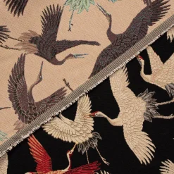 SCHÖNER LEBEN. Kissenhülle Gobelin Cranebird Paradise Kraniche schwarz beige rot verschiedene Größen