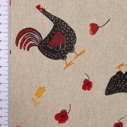 SCHÖNER LEBEN. Kissenhülle Hühner Mohnblume natur rot schwarz versch. Größen