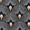 Schöner Leben Kissenhülle Jacquard Pfau Retro schwarz weiß goldfarbig 50x50cm