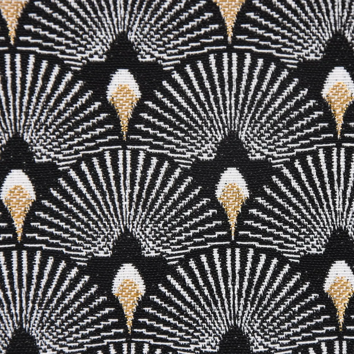 Schöner Leben Kissenhülle Jacquard Pfau Retro schwarz weiß goldfarbig 50x50cm