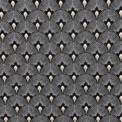 Schöner Leben Kissenhülle Jacquard Pfau Retro schwarz weiß goldfarbig 50x50cm