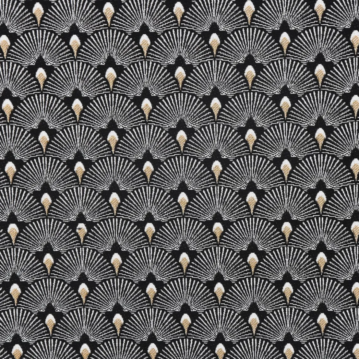 Schöner Leben Kissenhülle Jacquard Pfau Retro schwarz weiß goldfarbig 50x50cm