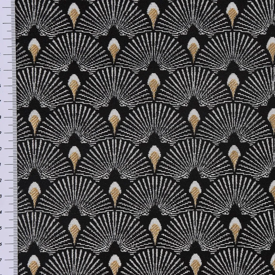 Schöner Leben Kissenhülle Jacquard Pfau Retro schwarz weiß goldfarbig 50x50cm