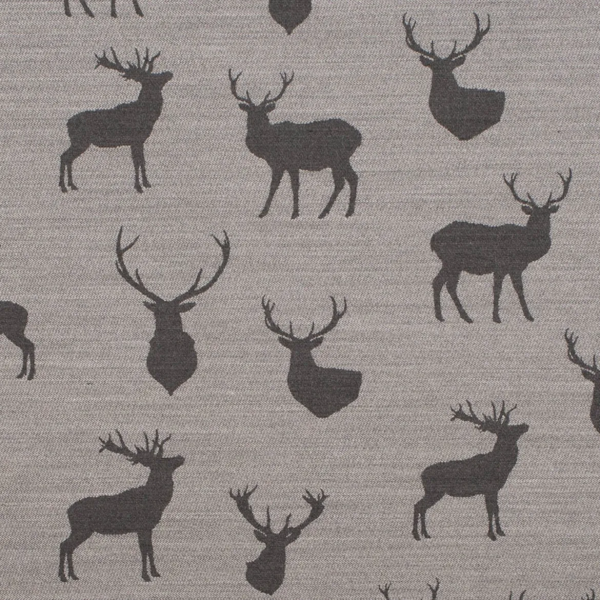 SCHÖNER LEBEN. Kissenhülle Jacquard mit Hirschen hellgrau grau verschiedene Größen