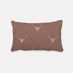 SCHÖNER LEBEN. Kissenhülle Jacquard Hirschkopf mit Geweih rotbraun beige verschiedene Größen