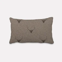 SCHÖNER LEBEN. Kissenhülle Jacquard Hirschkopf mit Geweih braun dunkelbraun verschiedene Größen