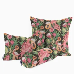 SCHÖNER LEBEN. Kissenhülle Jaguar Früchte schwarz bunt verschiedene Größen