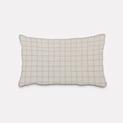 SCHÖNER LEBEN. Kissenhülle Karo Gitter wollweiß beige verschiedene Größen