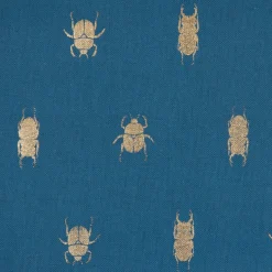 SCHÖNER LEBEN. Kissenhülle Käfer blau gold metallic verschiedene Größen