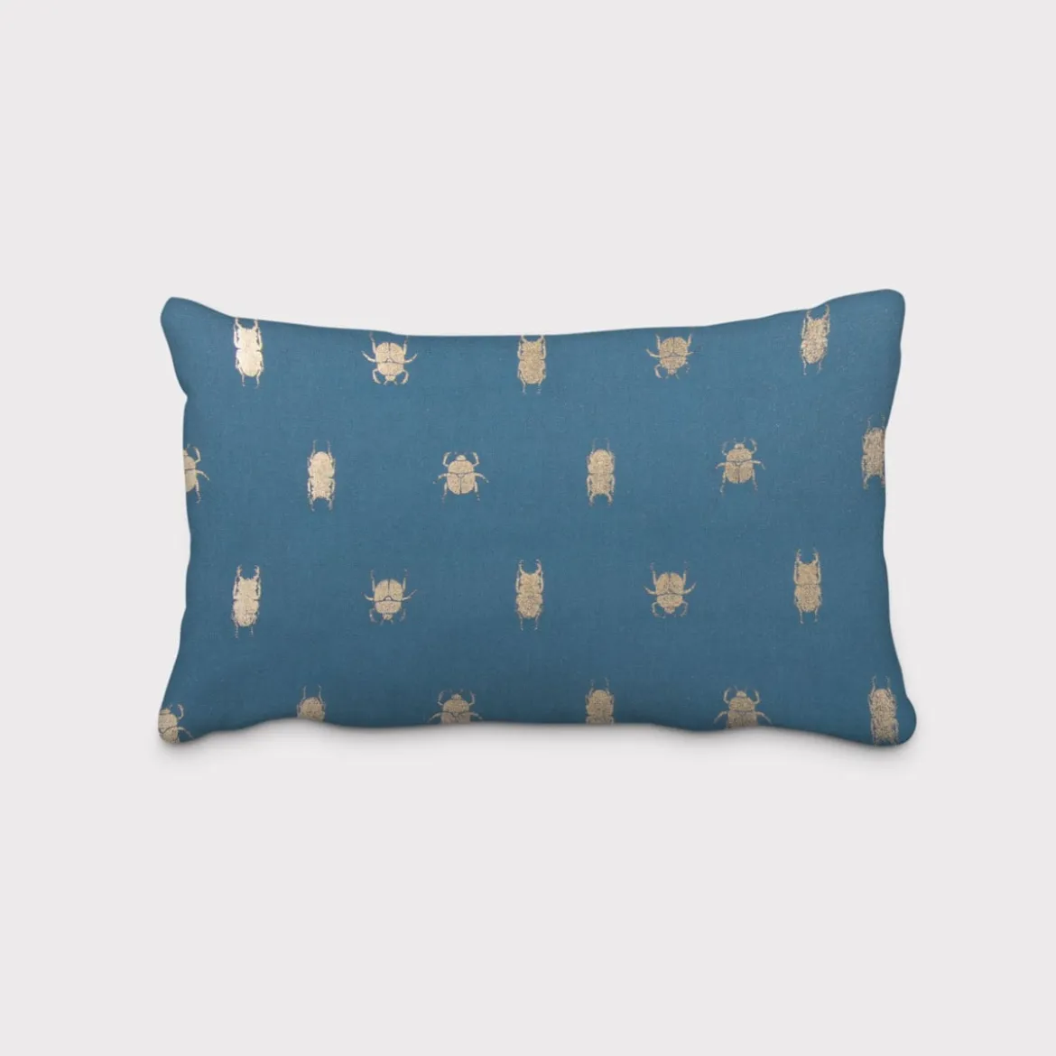 SCHÖNER LEBEN. Kissenhülle Käfer blau gold metallic verschiedene Größen