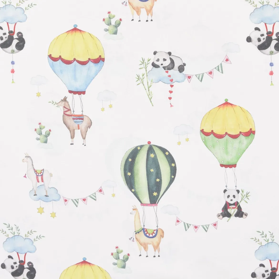 SCHÖNER LEBEN. Kissenhülle Lamarama mit Lamas, Pandas und Heißluftballons verschiedene Größen