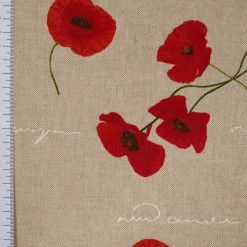 SCHÖNER LEBEN. Kissenhülle Leinenoptik Mohnblumen natur rot grün versch. Größen