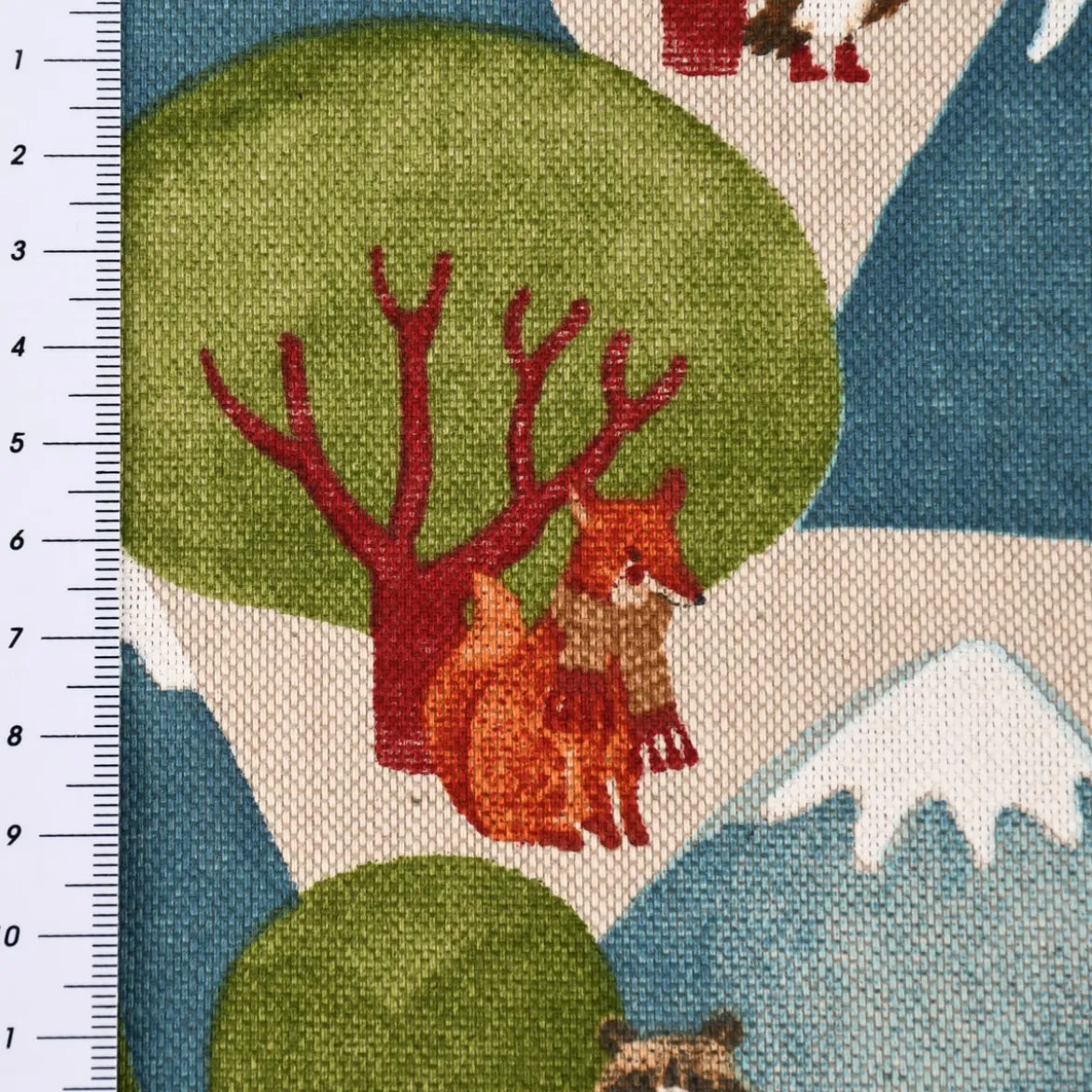 SCHÖNER LEBEN. Kissenhülle Leinenlook Wald Berge Wintertiere Fuchs Eule Waschbär natur grün blau verschiedene Größen