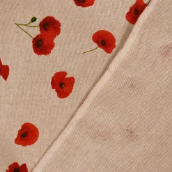 SCHÖNER LEBEN. Kissenhülle Leinenlook Poppy Flower Mohnblüten Allover natur rot verschiedene Größen