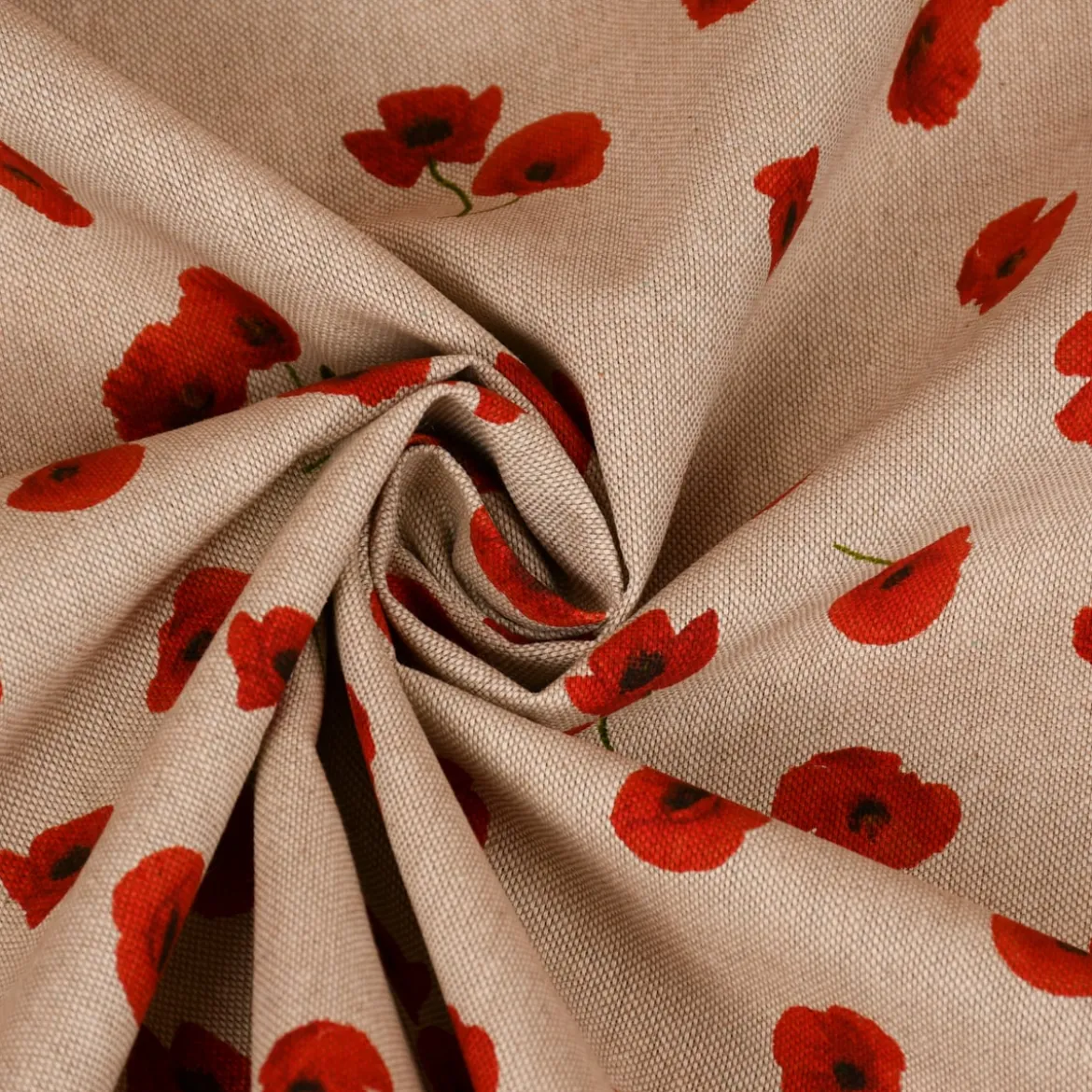 SCHÖNER LEBEN. Kissenhülle Leinenlook Poppy Flower Mohnblüten Allover natur rot verschiedene Größen