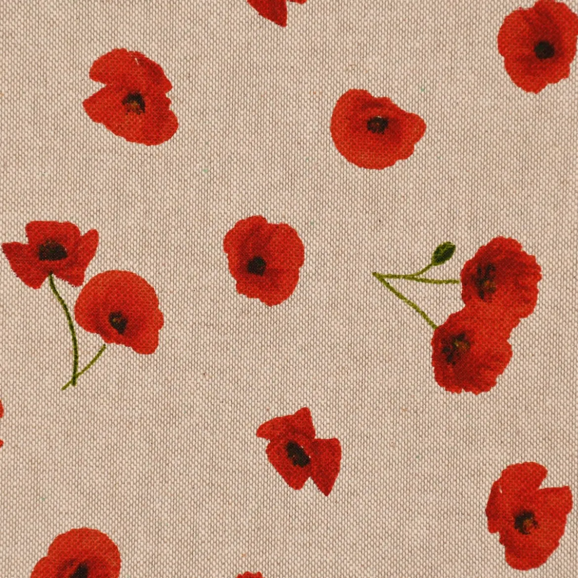SCHÖNER LEBEN. Kissenhülle Leinenlook Poppy Flower Mohnblüten Allover natur rot verschiedene Größen