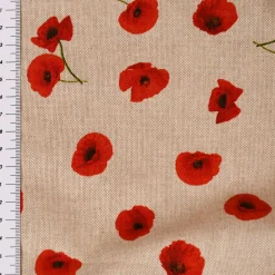 SCHÖNER LEBEN. Kissenhülle Leinenlook Poppy Flower Mohnblüten Allover natur rot verschiedene Größen