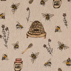 SCHÖNER LEBEN. Kissenhülle Leinenlook Bee Honey Buzzing Honig Bienen Korb natur gelb verschiedene Größen