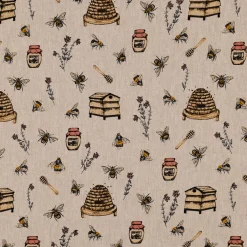SCHÖNER LEBEN. Kissenhülle Leinenlook Bee Honey Buzzing Honig Bienen Korb natur gelb verschiedene Größen