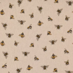 SCHÖNER LEBEN. Kissenhülle Leinenlook Bee Buzzing Bienen Hummeln natur gelb verschiedene Größen
