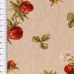 SCHÖNER LEBEN. Kissenhülle Leinenlook Strawberrys Growing Erdbeeren natur rot grün verschiedene Größen