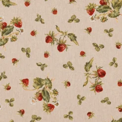 SCHÖNER LEBEN. Kissenhülle Leinenlook Strawberrys Growing Erdbeeren natur rot grün verschiedene Größen