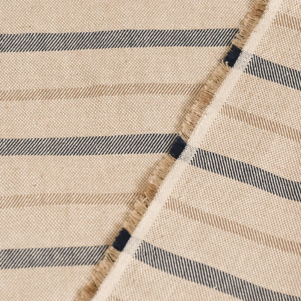 SCHÖNER LEBEN. Kissenhülle Leinenlook Riviera Stripe Small Streifen natur blau verschiedene Größen