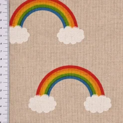 SCHÖNER LEBEN. Kissenhülle Leinenlook Over the Rainbow Regenbogen Wolken natur bunt verschiedene Größen