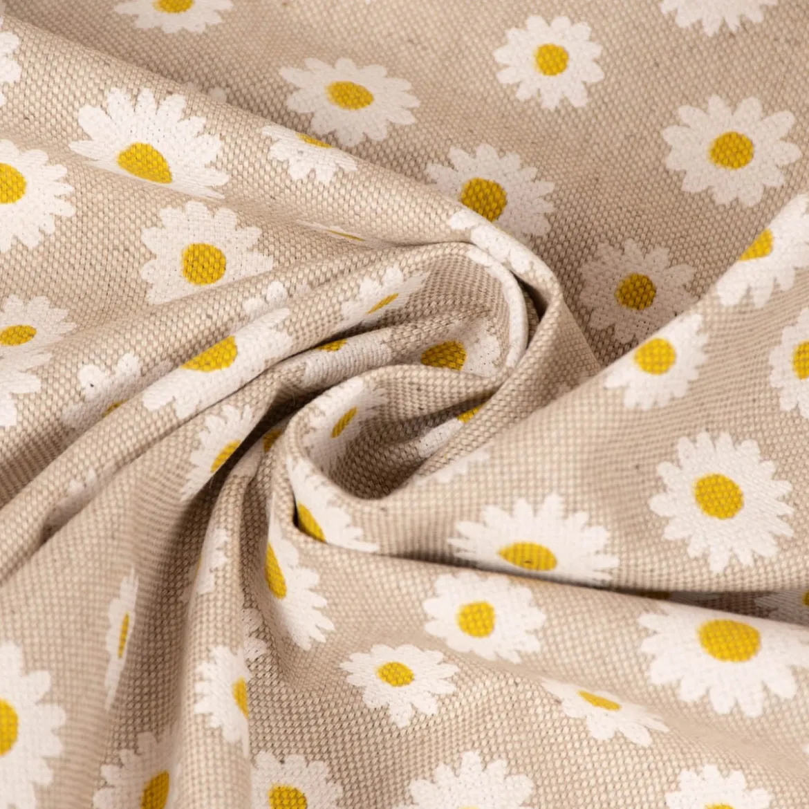 SCHÖNER LEBEN. Kissenhülle Leinenlook Daisy Sweet Garden Gänseblümchen Blüten natur weiß verschiedene Größen