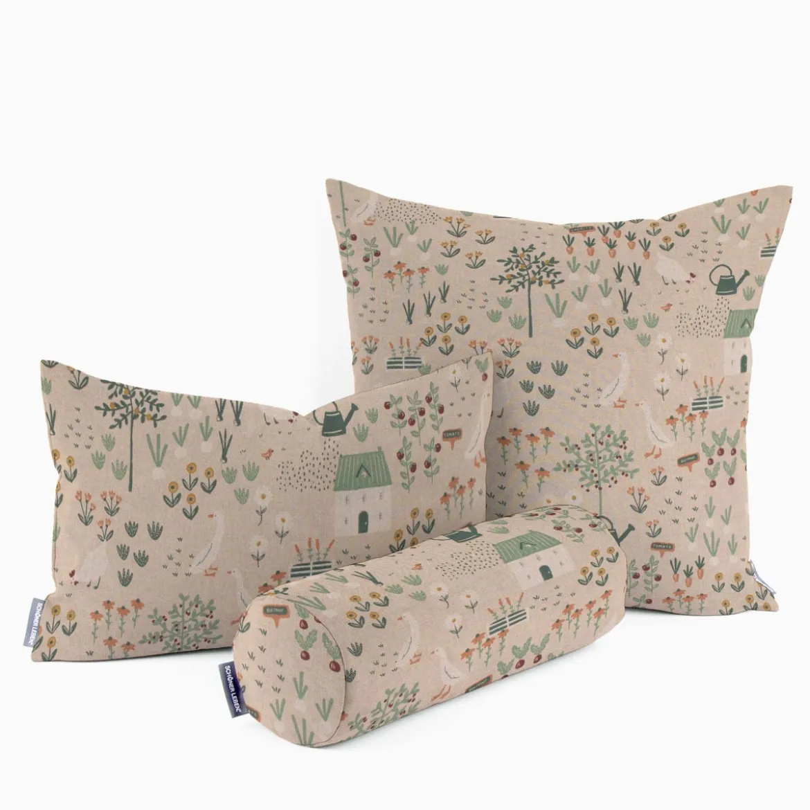 SCHÖNER LEBEN. Kissenhülle Leinenlook Farmhouse Cozy View Bauernhof Garten natur weiß mint verschiedene Größen