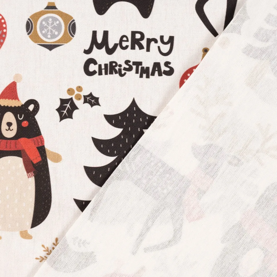 SCHÖNER LEBEN. Kissenhülle Merry Christmas Bär Igel Hirsch Baum ecru schwarz rot verschiedene Größen