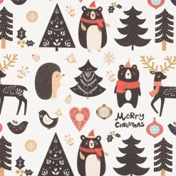 SCHÖNER LEBEN. Kissenhülle Merry Christmas Bär Igel Hirsch Baum ecru schwarz rot verschiedene Größen