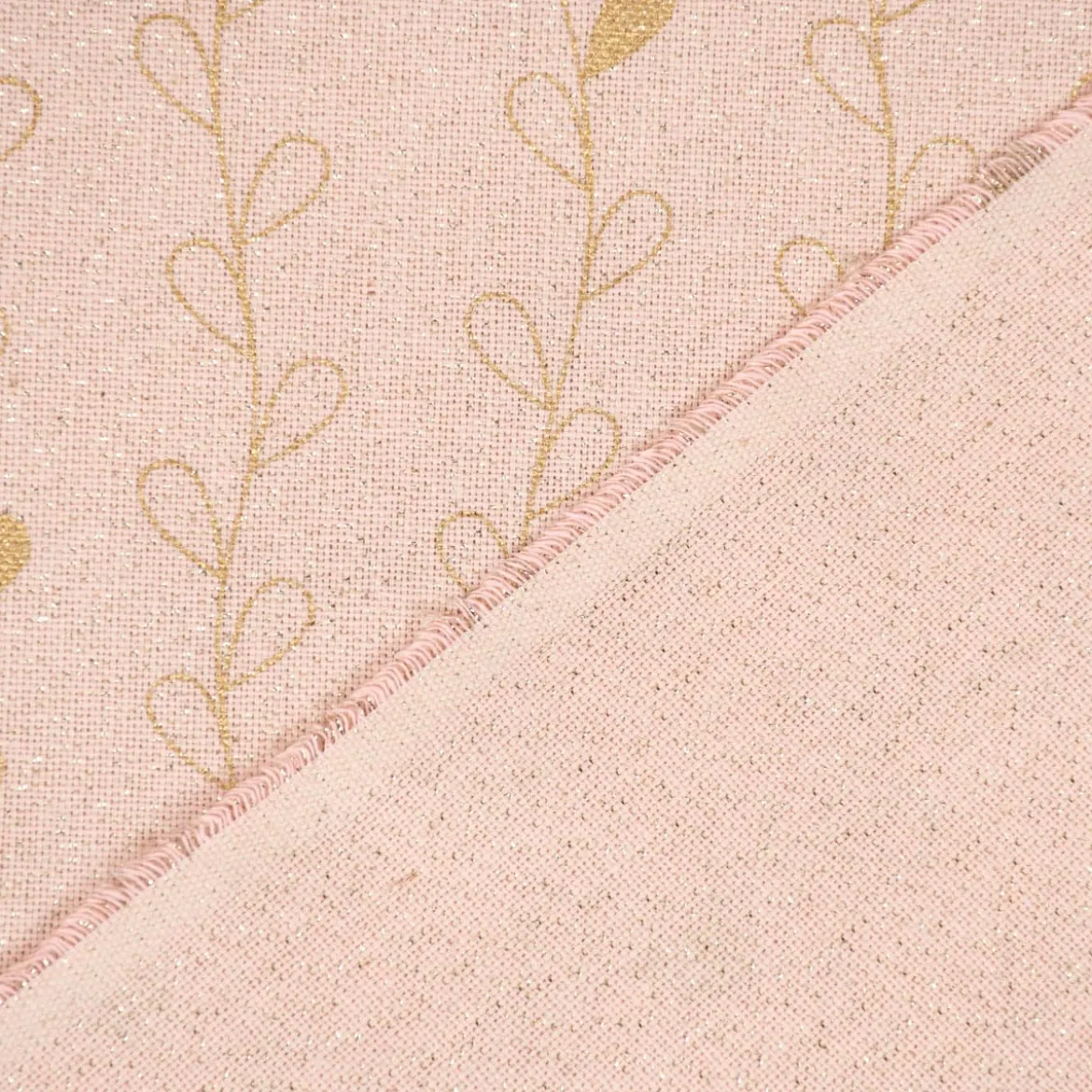 SCHÖNER LEBEN. Kissenhülle Metallic Blätterranken rosa goldfarbig verschiedene Größen