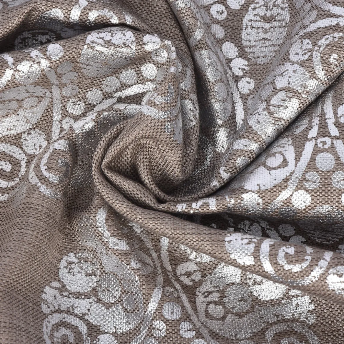Schöner Leben Kissenhülle Ornament silber taupe 50x50cm