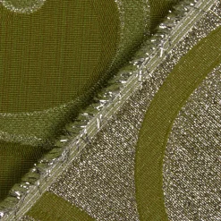 SCHÖNER LEBEN. Kissenhülle Ornamente Schnörkel Lurex grün silberfarbig verschiedene Größen