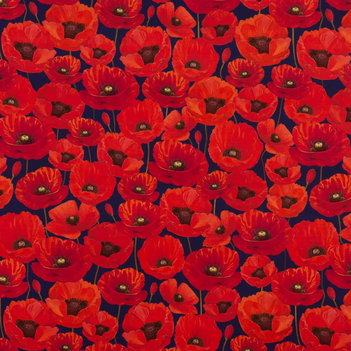 SCHÖNER LEBEN. Kissenhülle Outdoor Mohnblumen rot dunkelblau verschiedene Größen