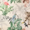 SCHÖNER LEBEN. Kissenhülle Outdoor Palmen Papagei Flamingo beige bunt versch. Größen